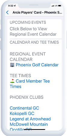 #8  This is the back of the card with links to the Calendar, Tee Time Page and Club Websites.